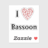 Ik hou van fagot Rode Hart van muzieknotities Viny Sticker (Vel)