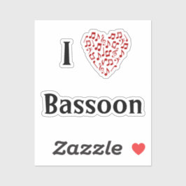 Ik hou van fagot Rode Hart van muzieknotities Viny Sticker