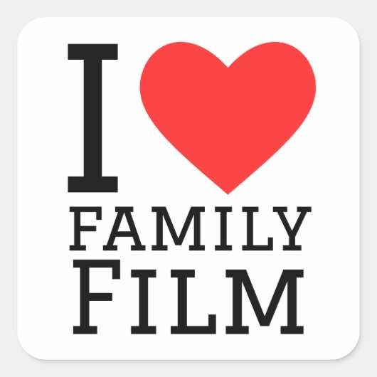 Ik hou van familiefilms vierkante sticker (Voorkant)