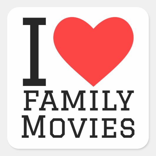 Ik hou van familiefilms vierkante sticker (Voorkant)