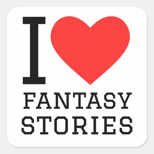 Ik hou van fantasieverhalen vierkante sticker (Voorkant)