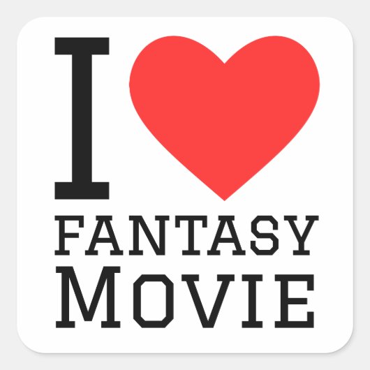 Ik hou van fantasy films vierkante sticker (Voorkant)