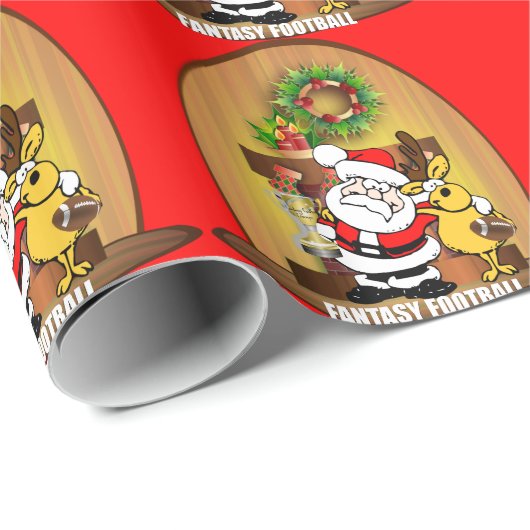 Ik hou van Fantasy Football, Santa en Reindester Cadeaupapier (Rol Hoek)