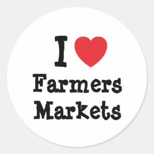 Ik hou van Farmers Markets hart op maat gepersonal Ronde Sticker
