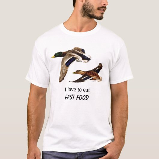 Ik hou van fastfood grappige eendenjacht t-shirt (Voorkant)