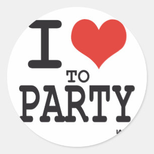 ik hou van feest ronde sticker
