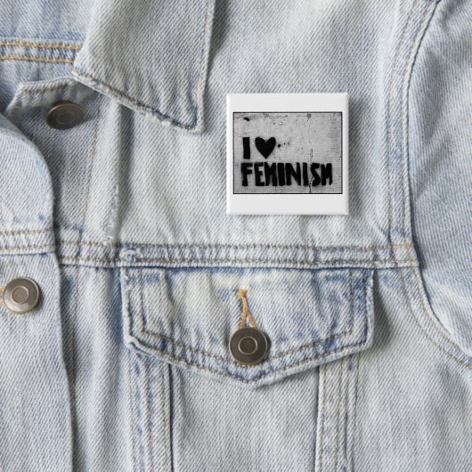 Ik hou van feminisme vierkante button 5,1 cm (In situ)