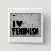 Ik hou van feminisme vierkante button 5,1 cm (Voorkant)