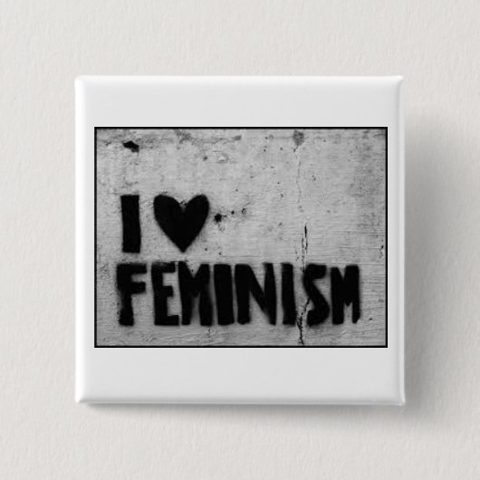 Ik hou van feminisme vierkante button 5,1 cm (Voorkant)