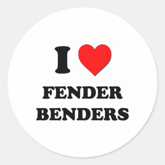 Ik hou van Fender Benders Ronde Sticker (Voorkant)