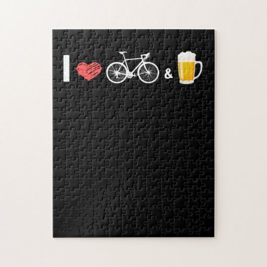 Ik hou van fietsen en bier - fiets legpuzzel (Verticaal)