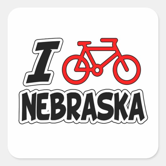 Ik hou van fietsen in Nebraska Vierkante Sticker (Voorkant)
