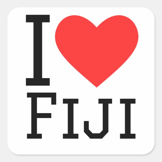 Ik hou van Fiji Vierkante Sticker (Voorkant)