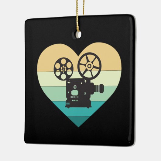 Ik hou van filmprojector met bioscoopretro keramisch ornament (Links)