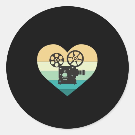 Ik hou van filmprojector met bioscoopretro ronde sticker (Voorkant)