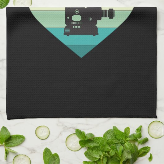 Ik hou van filmprojector met bioscoopretro theedoek (Gevouwen)