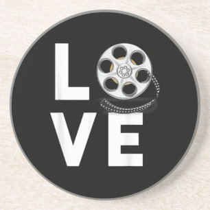 Ik Hou Van Films Filmfan Bioscoop Liefhebber Oude Zandsteen Onderzetter