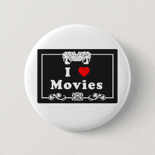 Ik hou van films met Silent Movie Flair Ronde Button 5,7 Cm