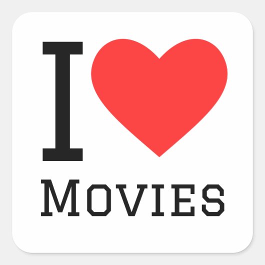 Ik hou van films vierkante sticker (Voorkant)