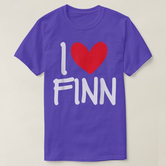 Ik hou van Finn naam Persoonlijke Mannen Guy BFF F T-shirt (Design voorkant)