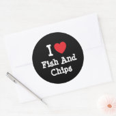 Ik hou van Fish and Chips hart T-shirt Ronde Sticker (Envelop)