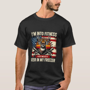 Ik hou van fitness Amerikaanse vlag herten jacht p T-shirt