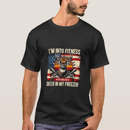 Ik hou van Fitness Fit Ness Herten Amarican Flag H T-shirt (Voorkant)