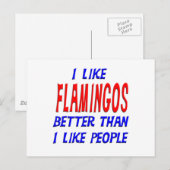 Ik hou van flamingos beter dan ik hou van mensen briefkaart (Voorkant / Achterkant)