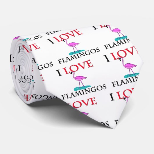 Ik hou van Flamingos Stropdas (Opgerold)