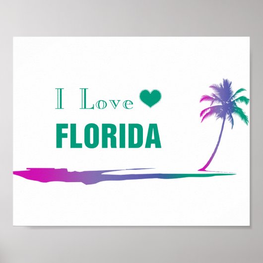 Ik hou van Florida Colorful Green Poster (Voorkant)