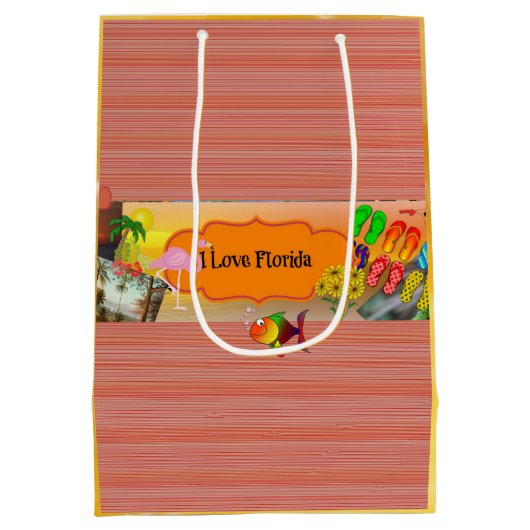 Ik hou van Florida, kleurrijke collage Medium Cadeauzakje (Achterkant)