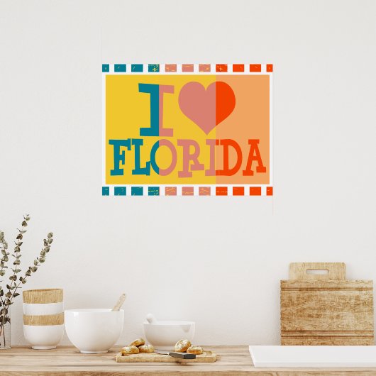 Ik hou van Florida - Pop kunst Poster (Keuken)