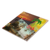 Ik hou van Florida, Populair Tropisch Ontwerp, Tegeltje (Zijkant)