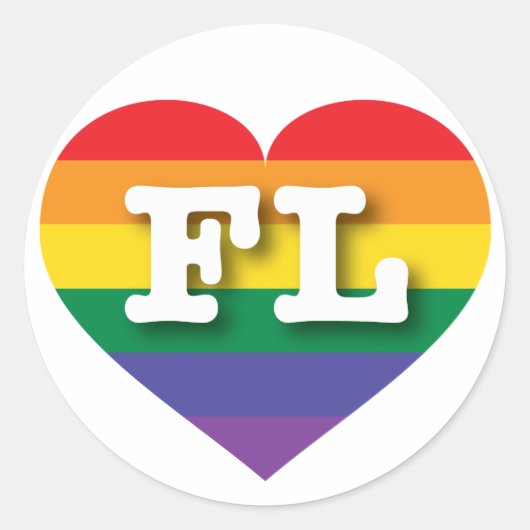 Ik hou van Florida Rainbow Heart Ronde Sticker (Voorkant)