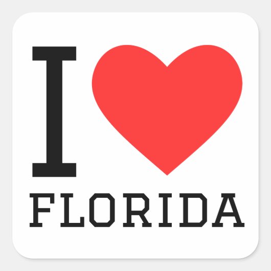 Ik hou van Florida Vierkante Sticker (Voorkant)