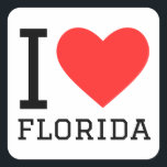Ik hou van Florida Vierkante Sticker<br><div class="desc">Ik hou van Florida,  voor liefhebbers van de VS</div>