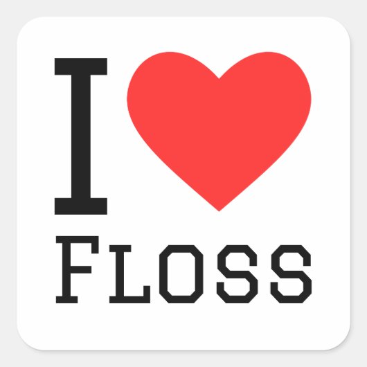 Ik hou van floss vierkante sticker (Voorkant)