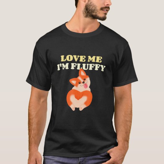 Ik hou van Fluffy Corgi Butt T-shirt (Voorkant)