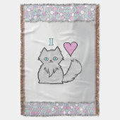 Ik hou van fluffy White Katten Deken (Voorkant Verticaal)