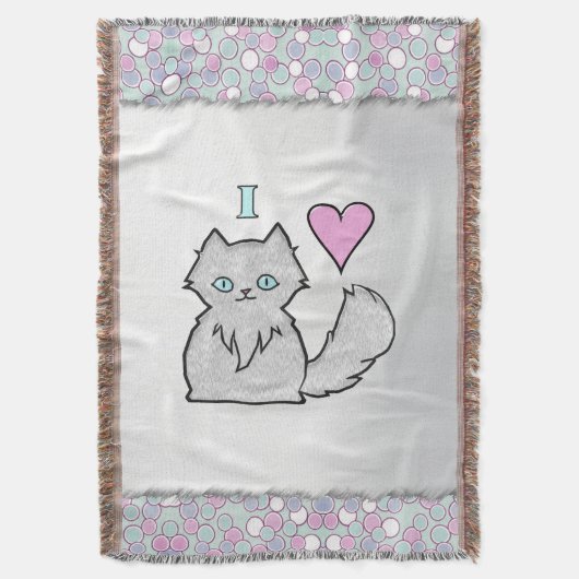 Ik hou van fluffy White Katten Deken (Voorkant Verticaal)