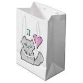 Ik hou van fluffy White Katten Medium Cadeauzakje (Voorkant Gekanteld)