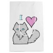 Ik hou van fluffy White Katten Medium Cadeauzakje (Achterkant)