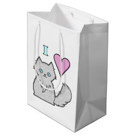 Ik hou van fluffy White Katten Medium Cadeauzakje