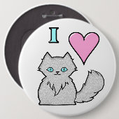 Ik hou van fluffy White Katten Ronde Button 6,0 Cm (Voorkant /achterkant)