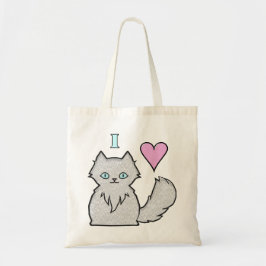 Ik hou van fluffy White Katten Tote Bag