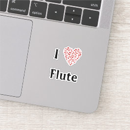 Ik hou van Fluit Rode Hart van Muzieknoten Vinyl Sticker