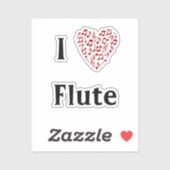 Ik hou van fluit rood hart van Muzieknoten vinyl Sticker (Vel)