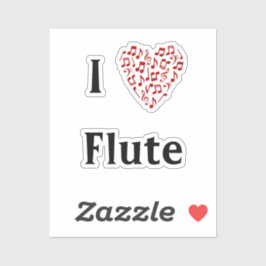 Ik hou van fluit rood hart van Muzieknoten vinyl Sticker