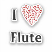 Ik hou van fluit rood hart van Muzieknoten vinyl Sticker (Voorkant)