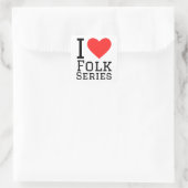 Ik hou van folkseries vierkante sticker (Tas)
